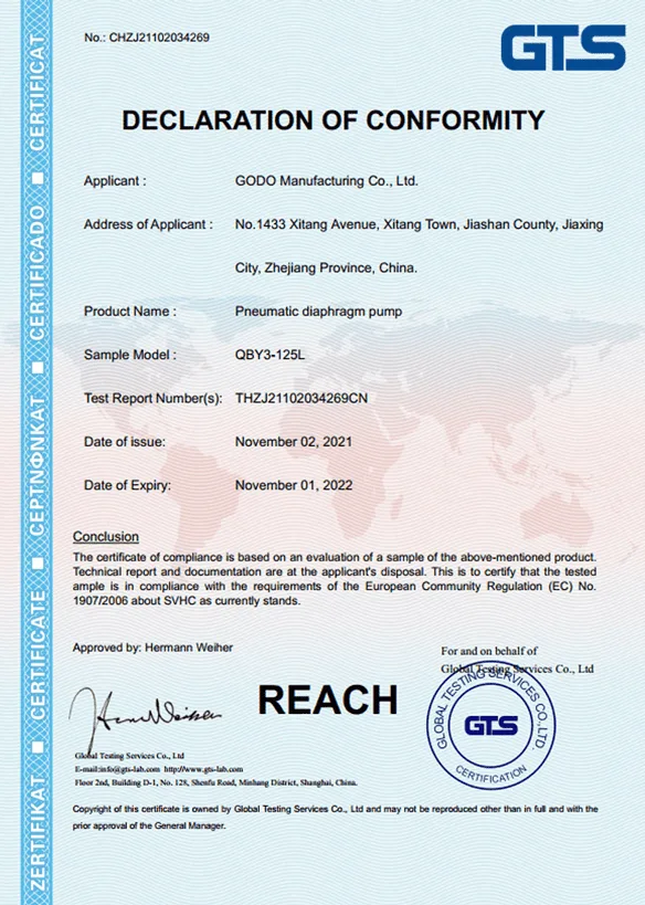 Chứng nhận REACH QBY3-125L