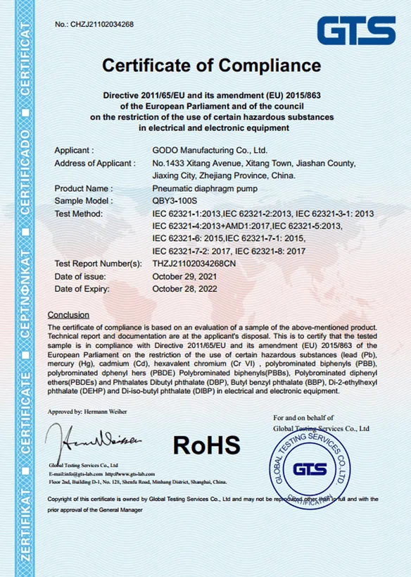 Chứng nhận RoHS QBY3-100S