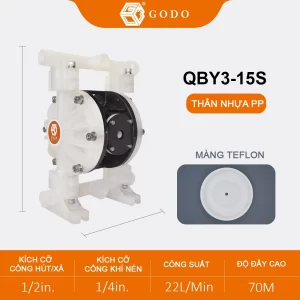 Bơm Màng Khí Nén GODO QBY3-15 Nhựa PP