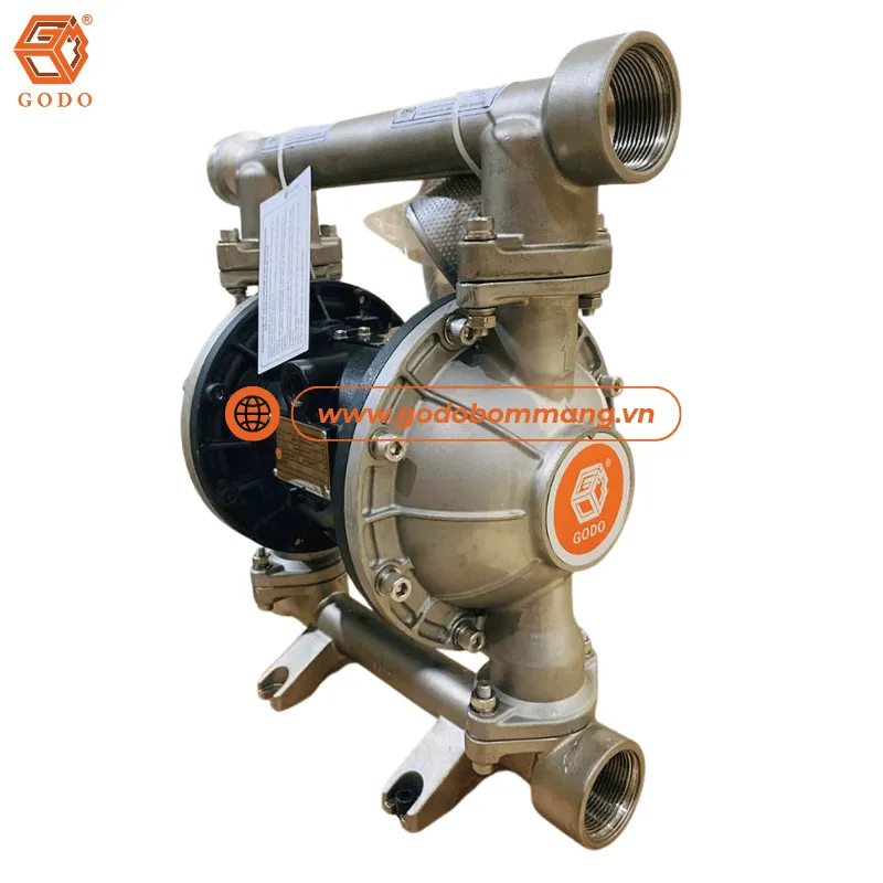 Cấu tạo thân inox 304 bơm màng hóa chất GODO QBY3-40PTFF