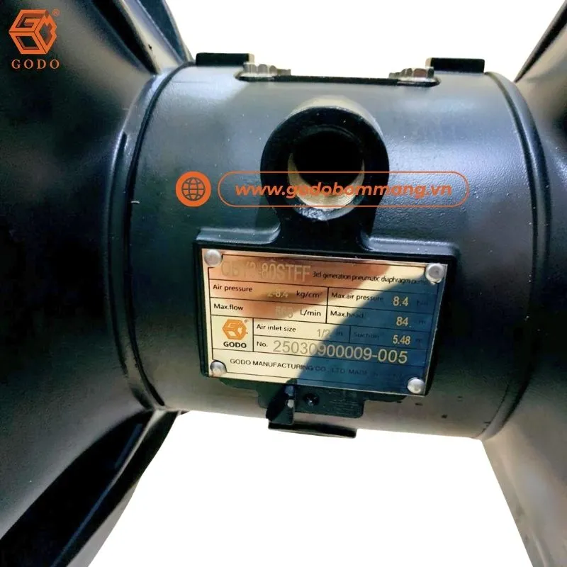 Thông số kỹ thuật máy bơm màng khí nén GODO QBY3-80STFF