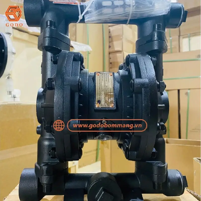 Cấu tạo bơm màng sơn GODO QY3-25LFFF sử dụng vật liệu chống ăn mòn, phù hợp nhiều loại sơn công nghiệp 