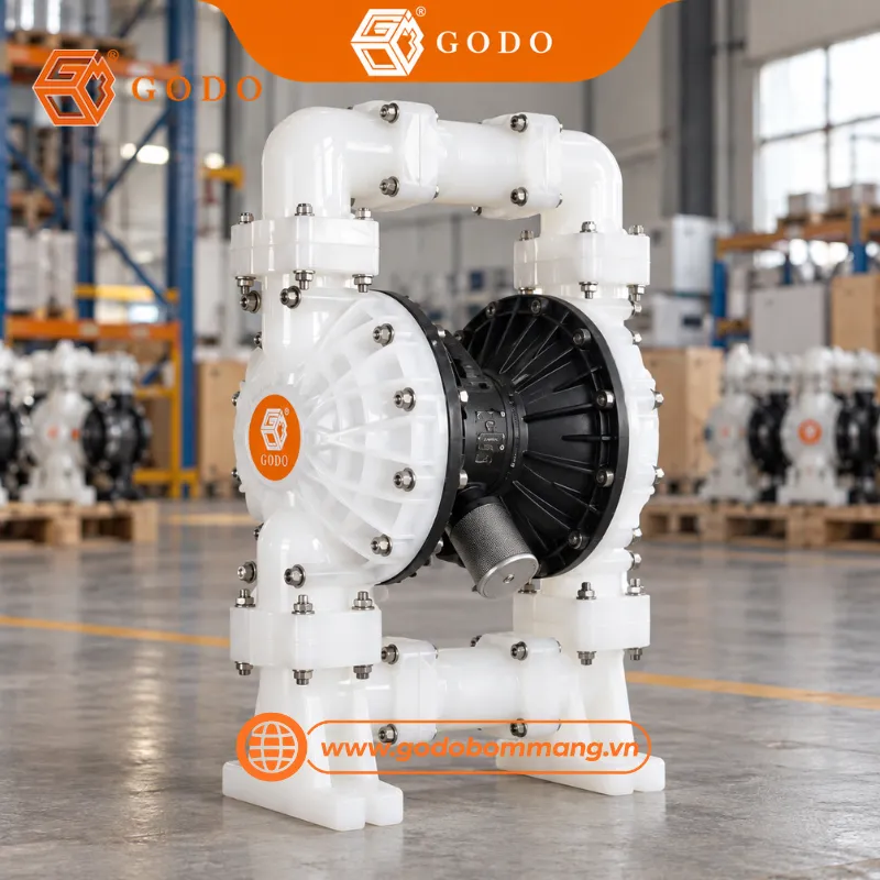 Bơm Axit Loãng GODO QBY3-80 Nhựa PP