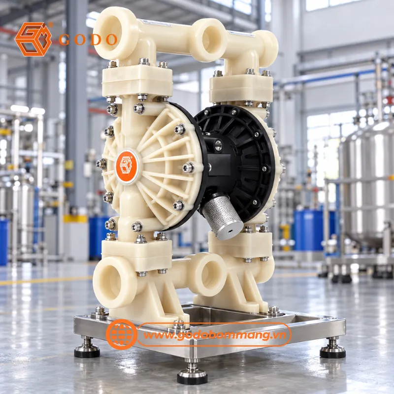 bơm hóa chất bằng khí nén GODO QBY3-65 Teflon